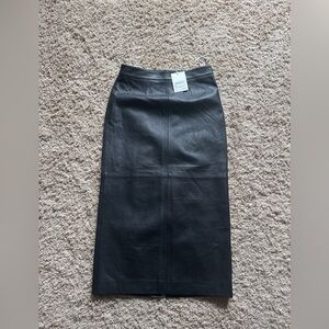 Nordstrom Black Leather Maxi Pencil Skirt